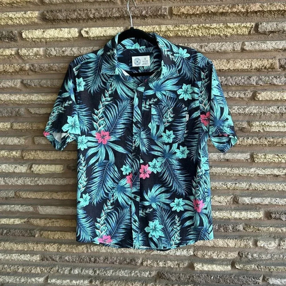 Hurley Men's Hawaiian Tropical Print Casual Short Sleeve Shirt Size Small - Picture 1 of 6